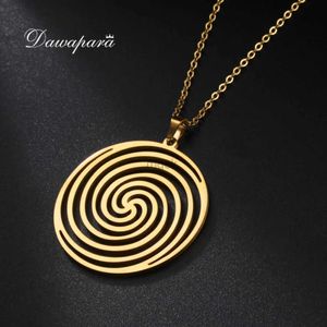 Dawapara creux l'illusion d'amulette pendentif collier géométrique hypnose Talisman bijoux en acier inoxydable 240330