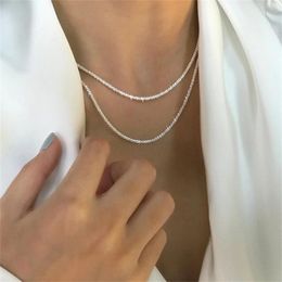 Collares colgantes DAXI 2023 Color plata brillante cadena de clavícula gargantilla collar collar para mujeres joyería fina regalo de fiesta de boda