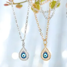 Colliers pendentifs Dayoff 1pc Small Eau Drop Drop Collier pour femmes bijoux en métal Ravire Crystal Clavicel N698-7