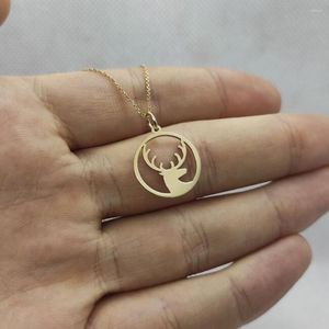 Pendentif Colliers Deer Antlers Collier Pour Femmes En Acier Inoxydable Origami Géométrique Animal Ras Du Cou Femme Bijoux Cadeaux De Noël BFF