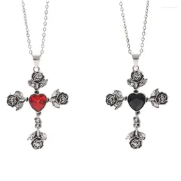 Colliers pendentifs artisanat délicat colliers bijoux bijoux uniques épine rose croix collier avec charme gothique pour les rassemblements