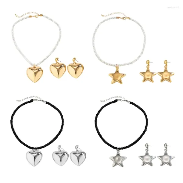 Pendentif Colliers Délicat Star Boucle d'oreille Dainty Pentacles Collier Simple Y2K