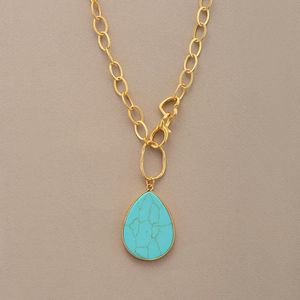 Hanger kettingen delicate vrouwen dikke ketting natuurlijke stenen turquoises traan ketting rozenkrans luxe sieraden Bijouxpendant