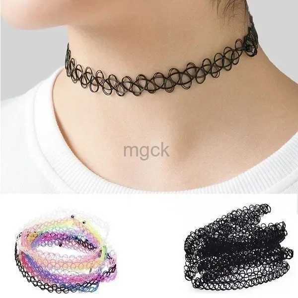 Collares colgantes Delysia King 12 piezas / set gótico punk elástico hueco chocker mujer joyería fishline tatuaje estiramiento vintage collar 240330