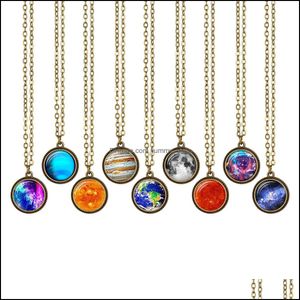 Collares colgantes Diseño Collar hecho a mano Planeta Universo Galaxy Cúpula de cristal Mujeres Joyería de moda Tiempo Gema Accesorios Regalo Drop de Ot8fy