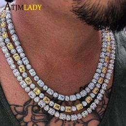 Pendentif Colliers design glacé bling cz cluster hommes garçon chaîne 5A mode cubique zircone hiphop blanc jaune deux tons rock collier 231102