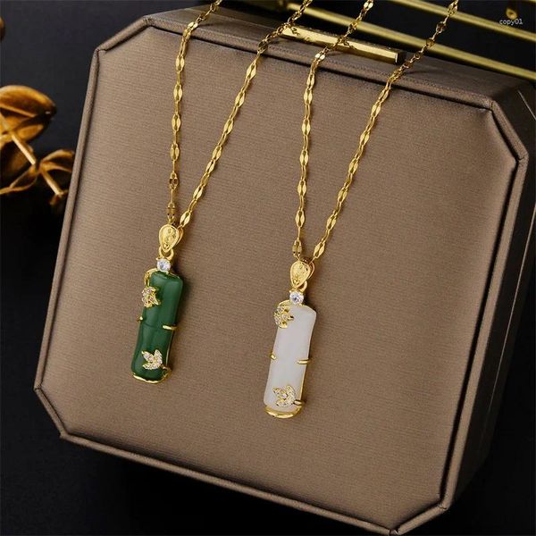 Colliers pendentifs Design Opals Stone Bamboo Collier de couleur en or en forme