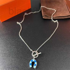 Collares colgantes diseñador collar colgante de herradura azul con diseño único y distintivo de cuello largo único de moda para hombres y mujeres