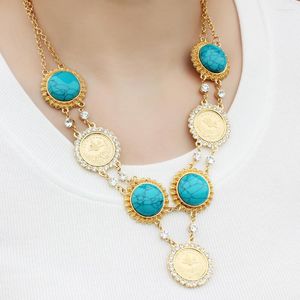 Hangende kettingen Designer Charms Raw Crystal Jewelry Ottoman Coin ketting bruiloft high-end cadeau