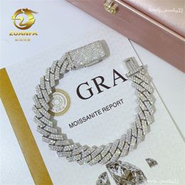 collares colgantes diseñador para hombres joyas finas pases de diamante testor helado de la cadena de miami esterling sier 13 mm cadena de enlace cubano moissanite