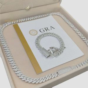 hangende kettingen ontwerper voor mannen fijne sieraden pass diamant tester ijs uit miami ketting ketting 925 sterling zilver 14 mm Cubaanse linkketen Moissanite