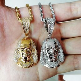 Hanger Kettingen Designer Gold Cz Cubic Zirconia Blingbling Franklin Portret Ketting Mens Hip Hop Iced Out Diamond Rapper Sieraden Dhl5D