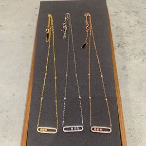 Hangertjeskettingen Designer Sieraden Merk Letter 925 Zilver Vergulde ketting Paperclip Drie verwijderbare kraal Kristallen kettingen Huwelijksgeschenken Sieraden 5ct1