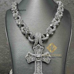 Collares colgantes Joyas de diseño Hip Hop Joya Collar Plata 925 ICEL OUT VVS MOISSANITE Diamond Fashion Link de cadena cubana