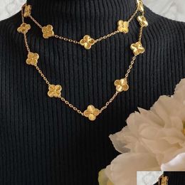 Hangende kettingen Designer sieraden luxe Vanca Love Sier 18k gouden klaver dames meisjes merk 20 bloemen bladeren lange keten elegante wint otftz