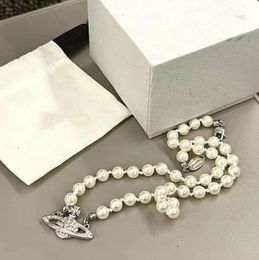 Collares colgantes Diseñador Carta Vivian Gargantillas Mujeres de lujo Joyería de moda Collar de perlas de metal cjeweler Westwood 6223ESS