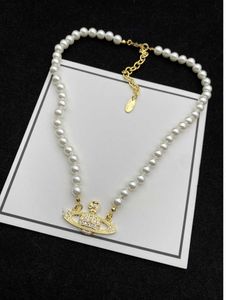 Hanger Kettingen Designer Brief Vivian Chokers Luxe Vrouwen Mode-sieraden Metalen Parel Ketting cjeweler Cascade design 875ess