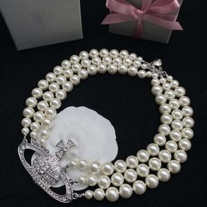 Hanger kettingen Designer Letter Viviane Gold Chokers Women Fashion Jewelry Metal Pearl Necklace Cjeweler Wes