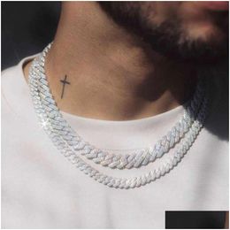 Colliers pendentiels Collier de créateur Moisanite chaîne mossanite bijoux cubain 2rows 1m s Sterling Men Hiphop Diamond VVS Link Drop Otqt6