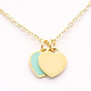 Colliers pendentifs Designer nouvelle marque coeurs amour pendentif collier pour femmes accessoires en acier inoxydable Zircon vert Rose or Rose H Dhpvb