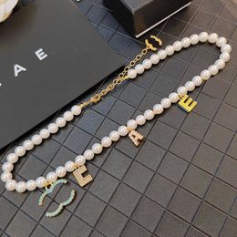 Collares colgantes diseñadores nuevos collar de perlas lujo de 18 km pearl chapado en oro de 18 k