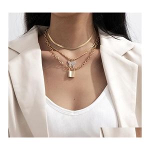 Hangende kettingen diamant vlinder Tassel draai ketting mti laag slot hanger ketting dames legering dikke sieraden druppel levering nek dhh1e