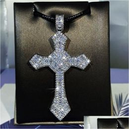 Hanger Kettingen Diamanten Kruis Ketting Platina Heren Dames Religieuze Sieraden Gift Drop Delivery Hangers Dhgyv
