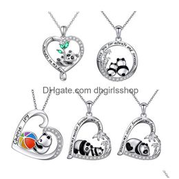 Hangerkettingen Diamant Hart Legering Panda Ketting Mode-sieraden Accessoires Kerstcadeau Drop Delivery Hangers Dhfh7