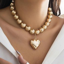 Pendentif Colliers Diezi doux mignon CCB perles collier ras du cou pour les femmes cadeau de fête de mariage simple mode plastique coeur bijoux