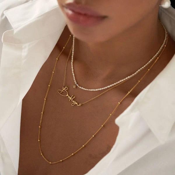 Collares colgantes DIY Nombre personalizado Collar de color plateado Moda europea y americana Oro 18K Chapado verdadero Sin desvanecimiento