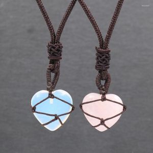 Pendentif Colliers DIY Collier Coeur Pour Enfants Filles Birthstone Opal Poudre Cristal Femmes Bijoux