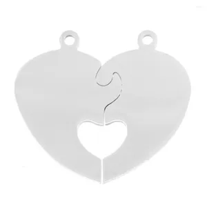 Pendentif Colliers DIY Imprimer Graver Tear Hearts Lover's Split Heart Blank Miroir Polonais En Acier Inoxydable En Gros Charmes 10pcs