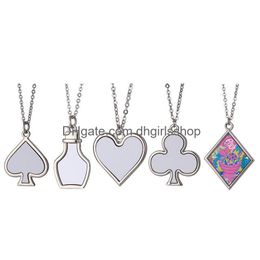 Pendentif Colliers DIY Sublimation Collier Vierge Transfert De Chaleur Souhaitant Bouteille Pêche Coeur Mode Cadeau De Vacances Drop Livraison Bijoux Dhnrv