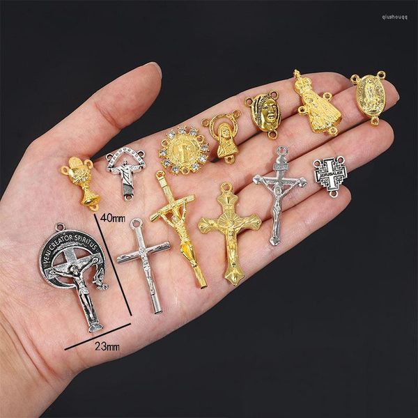 Pendentifs de collier Diyalo 20 pièces chrétien antique Crucifix jésus-Christ croix médaille pendentifs pièce maîtresse pour collier à faire soi-même bijoux accessoires