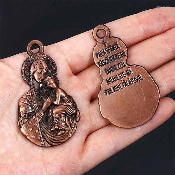 Pendentif Colliers Diyalo 5 pièces Vierge antique tenant Jésus pendentifs chrétien notre-dame du perpétuel secours médaille pour la fabrication de bijoux bricolage