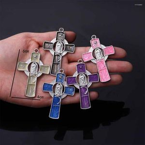 Pendentif Colliers Diyalo 5pcs Grande Vierge Marie Notre Dame Mexicaine de Guadalupe Saint Graal Chi-Rho Croix DIY Rosaire Partie Bijoux Fabrication Acce