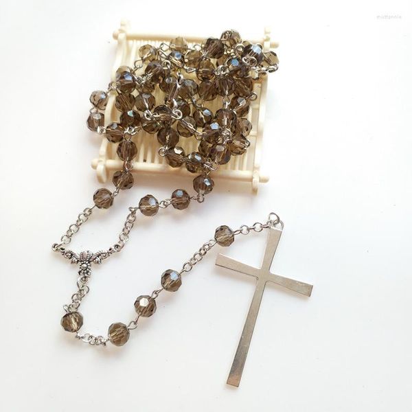 Colliers pendants Diyalo Gothic Scarved Hollow Cross Collier Floral Crystal perle Long Chaîne Femmes Men Catholic Bijoux Cadeau