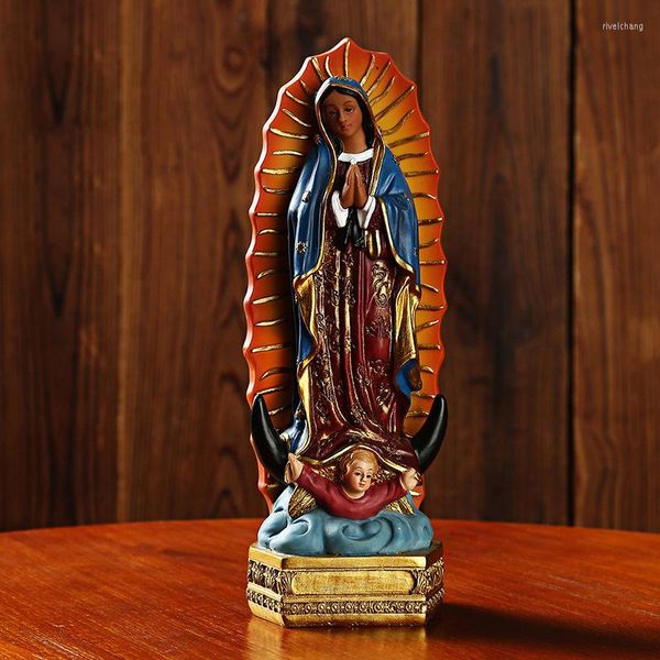 Collares pendientes Diyalo Nuestra Señora de Guadalupe Figura Santa Madre La Santísima Virgen María Estatua de pie Resina Oración de la divinidad cristiana