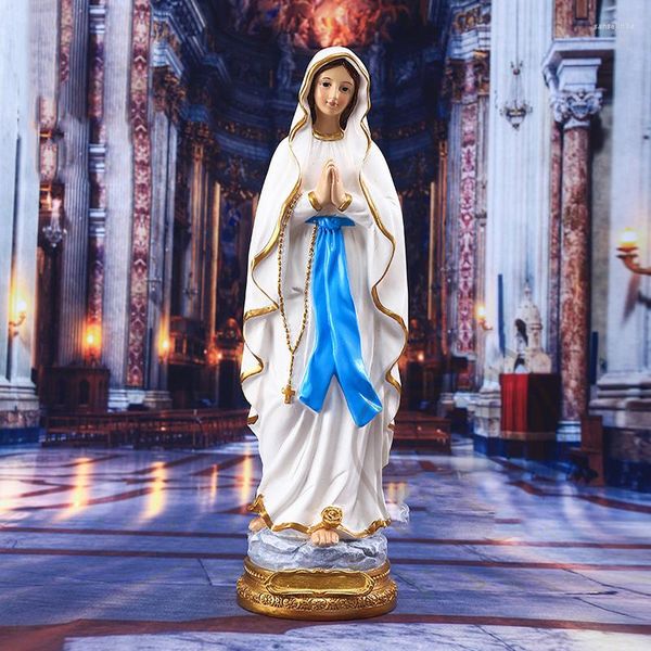 Pendentif Colliers Diyalo Notre Dame De Lourdes Chapelet Figure Sainte Bienheureuse Vierge Mère Marie Statues Catholique Décor À La Maison Collection Dévot