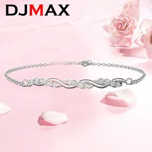 Pendentif Colliers DJMAX Full Diamond Collier Bracelet pour femmes Original 925 Sterling Silver Lady's Diamond Clavicule Chaîne 231005