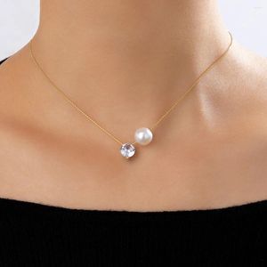 Pendentif Colliers DoconaSimple Perle Pierre Collier Ras Du Cou Pour Femmes Cristal Monocouche Bijoux De Fiançailles 22999