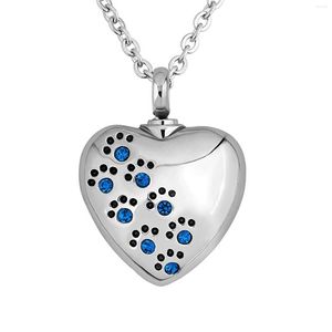 Pendentif Colliers Chien Cendres Collier Pet Imprimer Coeur Forme Memorial Crémation Bijoux En Acier Inoxydable Souvenir Pour Hommes Femmes