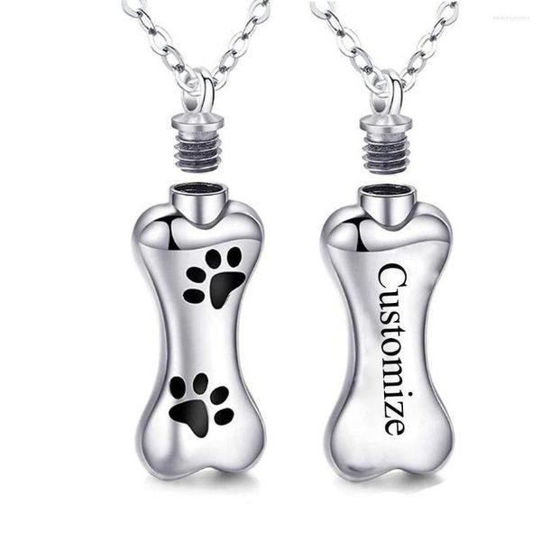 Colliers pendentifs collier commémoratif d'os de chien pour les cendres avec des cadeaux de souvenir d'animal familier personnalisés d'acier inoxydable bijoux de crémation d'urne