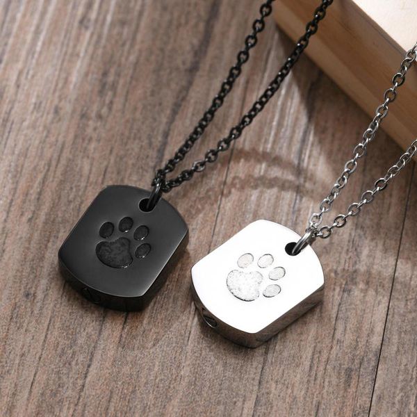 Pendentif Colliers Dog Tag Urne Crémation Collier En Acier Inoxydable Pendentifs Bijoux Urnes Pour Cendres D'animaux