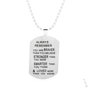 Hanger Kettingen Dog Tag Gegraveerde Ketting Aan Familie Beste Vriend Onthoud Altijd Roestvrij Drop Delivery Sieraden Kettingen Hangers Dhzxy