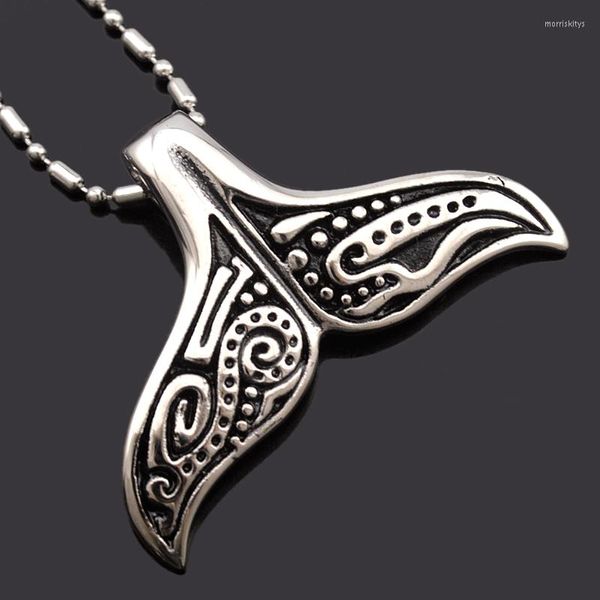 Pendentif Colliers Dolaime Mode En Acier Inoxydable Queue De Baleine Collier Ancien Tribal Incantation Casting Style Bijoux Pour Hommes GP1083