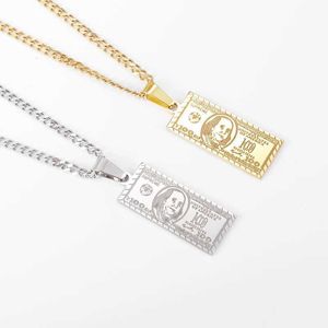 Hanger kettingen dollar bill ketting roestvrij staal voor mannen vrouwen hoge kwaliteit mode sieraden voortreffelijk geschenk Y240420