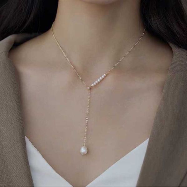 Colliers de pendentif caméras dôme allnewme luxe réel couches de perle en eau douce pour femmes 14 carats en laiton d'or 14k cuivre asymétrique coulable AA230428