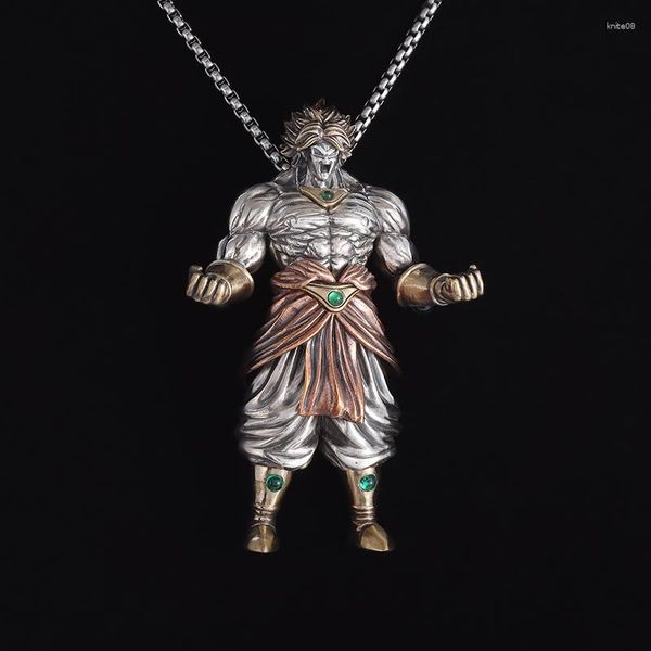 Collares pendientes Domineering Angry Golden Hair Fighter Collar Hombres Mujeres Moda Hip Hop Cosplay Accesorios Joyería