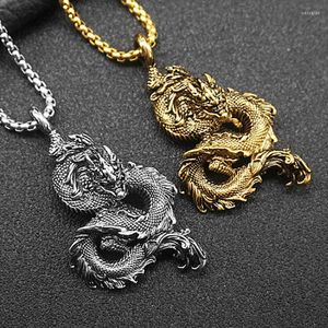 Hanger kettingen Domineering Chinese stijl gouden draak voor mannen legering lange choker ketting hiphop feest mode sieraden cadeaus